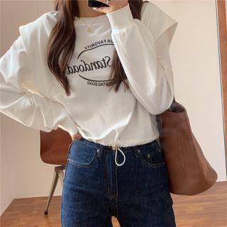 Lettering Print Drawcord-waist Sweatshirt