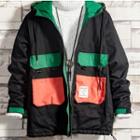 Color Block Hood Zip Jacket