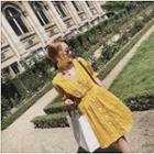 Striped V-neck Short-sleeve Dress