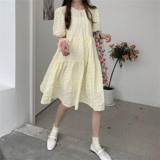 Lantern Sleeve Tiered Midi Sundress