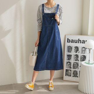 A-line Midi Denim Overall Dress