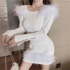 Feather Knit Mini Bodycon Dress