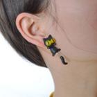 Cat Drop Earring 1 Pair - Black - One Size