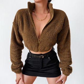 Zip-up Lambswool Cropped Jacket
