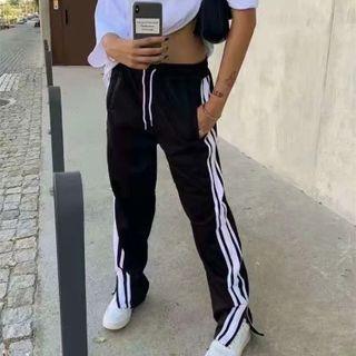 Striped Slit Straight Leg Pants