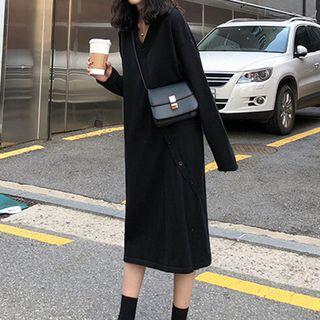 Long-sleeve Midi Straight-fit Dress