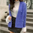 Faux Pearl Accent Open-front Cardigan