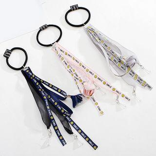 Lettering Long Strap Hair Tie / Lettering Long Strap Hair Tie Set (2 / 3 Pcs)