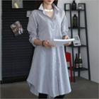 Striped Dip-back A-line Shirtdress