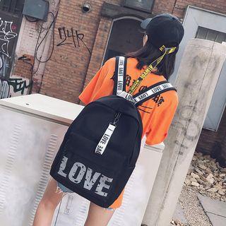 Canvas Strap-detail Printed Backpack