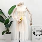 Lace-panel Mesh A-line Dress
