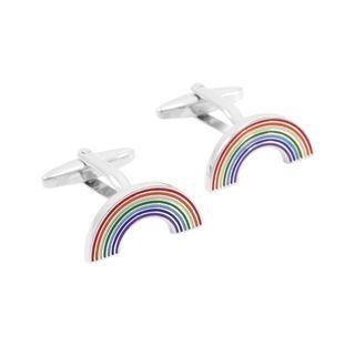 Simple Fashion Seven-color Rainbow Cufflinks Silver - One Size