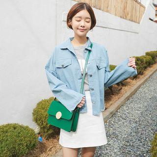 Fray-edge Snap-button Jacket