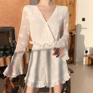 Long-sleeve Ruffle Trim Romper