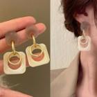 Sterling Silver Hollow Square Drop Earring 1 Pair - Gold - One Size