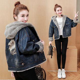 Hood Fleece Lined Denim Jacket