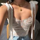 Tie-shoulder Lace Corset Top