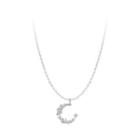 925 Sterling Silver Crescent Necklace Xl0325 - Silver - One Size