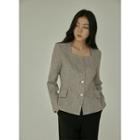 Square-neck Button Twill Jacket