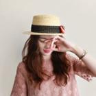 Bow Lace-trim Straw Hat