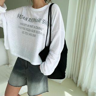 Letter M Lange Crop T-shirt White - One Size