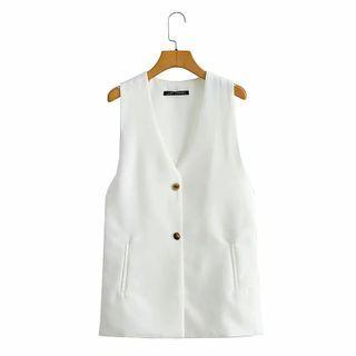 Sleeveless Single-breasted Vest