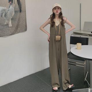 Spaghetti Strap Jumper Pants Brown - One Size