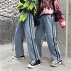 Couple Matching Striped Straight-cut Jeans