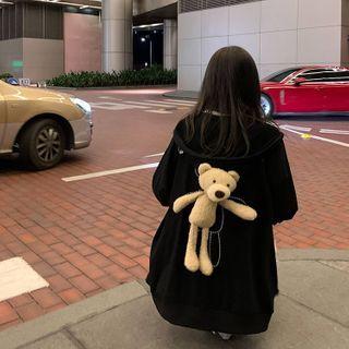 Bear Detail Hooded Zip Jacket