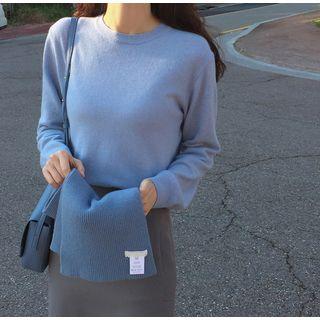 Crew-neck Sweater / High Waist Straight-fit Skirt