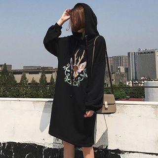 Deer Embroidered Hoodie Dress