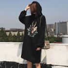 Deer Embroidered Hoodie Dress