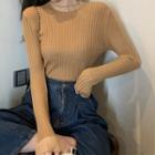 Knitted Mock-neck Lace Top