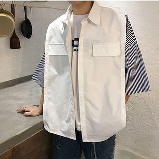3/4-sleeve Paneled Hidden Placket Shirt
