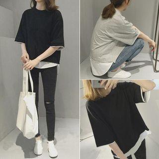 Mock Two Piece 3/4 Sleeve T-shirt