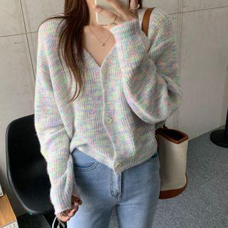 V-neck Rainbow Knitted Cardigan