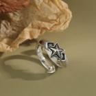 925 Sterling Silver Star Open Ring Silver - Number 15