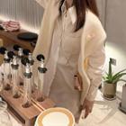 Long-sleeve Mini A-line Shirtdress / Faux Pearl Shawl