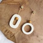 Non-matching Wooden Hoop Earring White - One Size