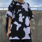 Couple Matching Elbow-sleeve Cow Print T-shirt