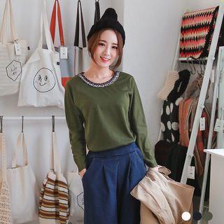 Long-sleeve Round Neck Top