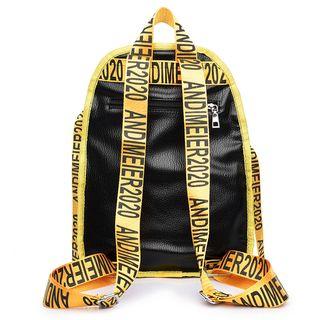 Lettering Faux-leather Backpack