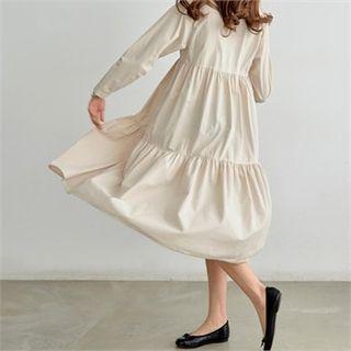 Round-neck Cotton Midi Empire Dress