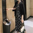 Short-sleeve Floral Print V-neck Midi Dress
