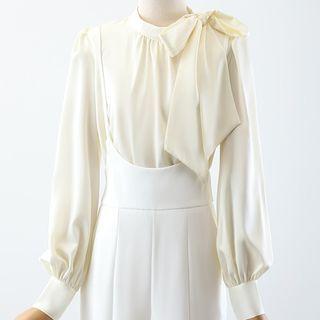 Tie Neck Blouse / Suspender Pants
