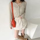 Band-waist Drawstring-hem Mini Skirt