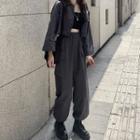 Cropped Button-up Jacket / Harem Pants / Camisole Top