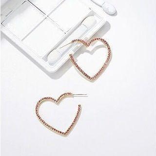 Rhinestone Heart Shape Hoop Earring