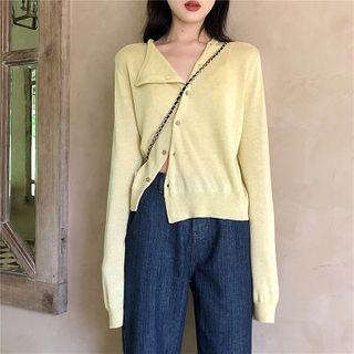 Plain Knit Cardigan / High-waist Wide-leg Pants