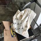 Lettering Canvas Tote Bag Off-white -